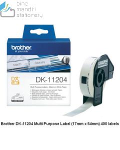 Brosur gambar peralatan kantor Brother DK-11204 Label 17mm x 54mm 400 labels P-touch Tape