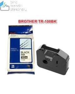 Contoh gambar P-touch Tape Brother TR-100BK Ink Ribbon for PT-E800 series dan bermacam atk Brother P-touch Tape Cartridge